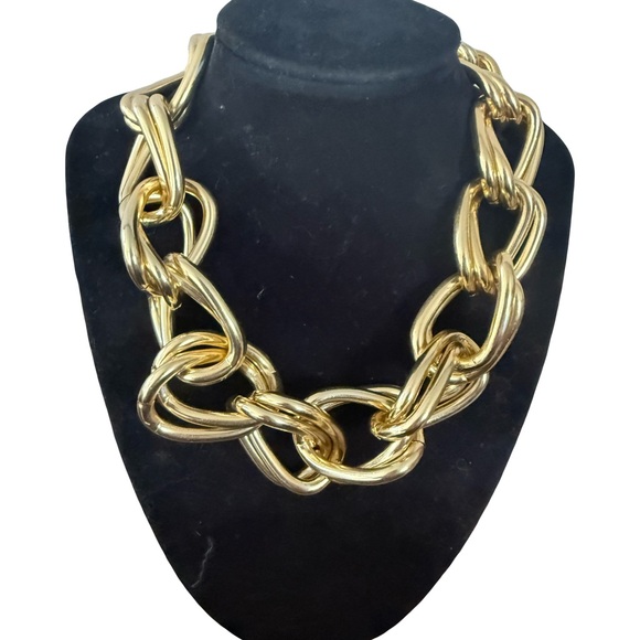 Anne Klein Jewelry - Anne Klein Vintage Gold-Tone Sculptural Link Statement Necklace